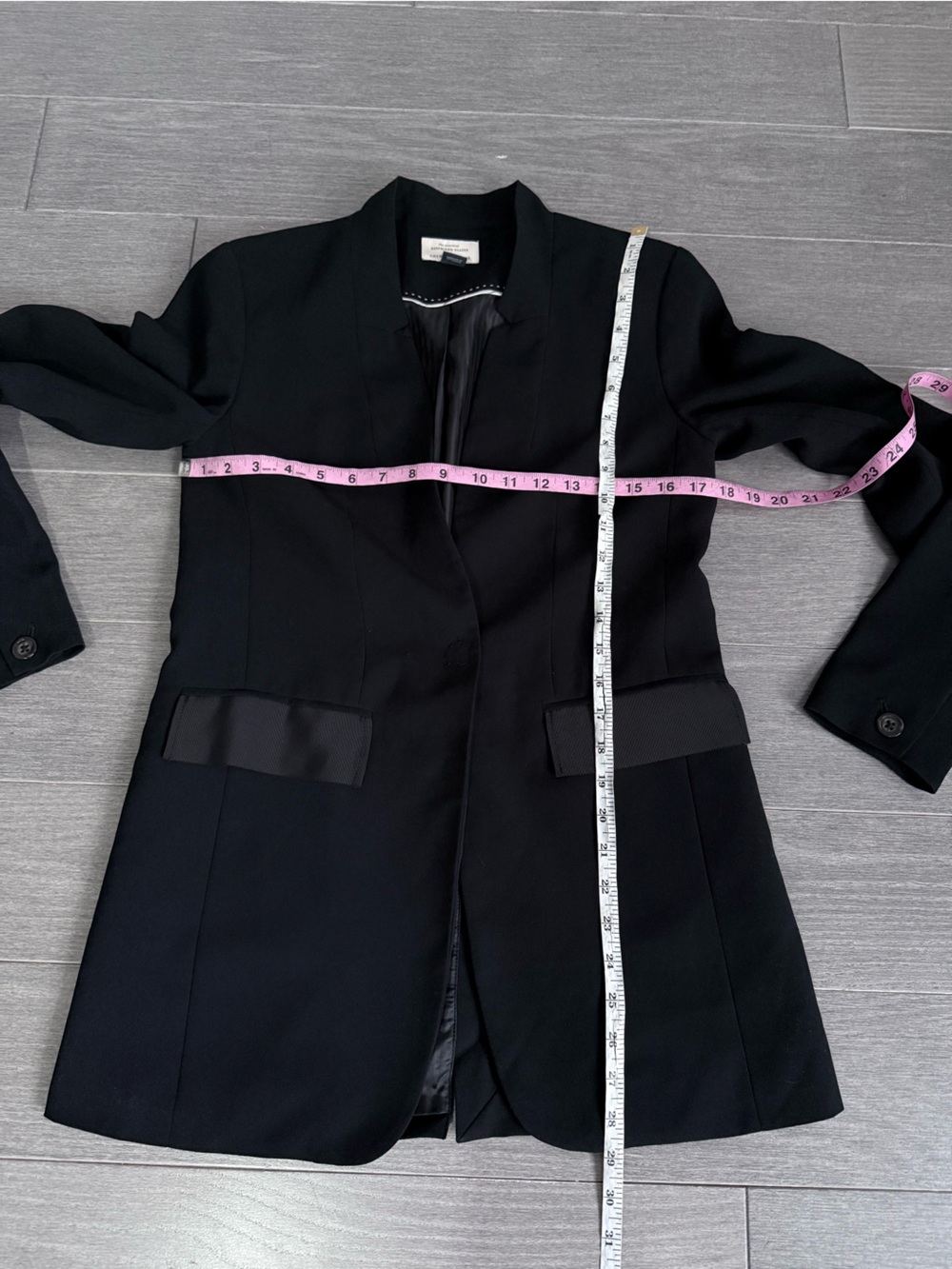 Anthropologie Essential Boyfriend Blazer Black Tuxedo Satin Trim Jacket Size 0 - Picture 15 of 16